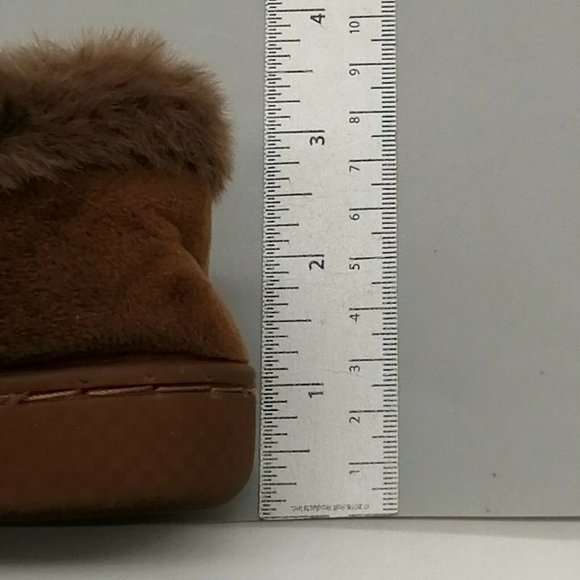 Stamico Kids Flat Heel Slip On Faux Fur Slippers Cushioned Insole Brown Sz 16-17 - Picture 7 of 9